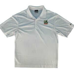 NikeGolf Dri-Fit US Foods 3 Button Polo Tee Shirt Top Size Medium Solid White